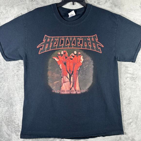 HELLYEAH Men's L Shirt Blood For Blood Black Band Graphic Double Sided‎ Music - Picture 1 of 6